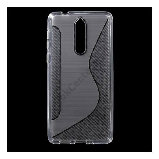 NOKIA 8 Telefonvédő gumi / szilikon (S-line, karbonminta) FEHÉR	