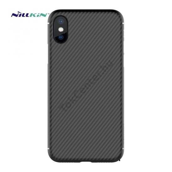 Apple iPhone X 5.8 / Apple iPhone XS 5.8 NILLKIN SYNTHETIC FIBER műanyag telefonvédő (karbon minta) FEKETE