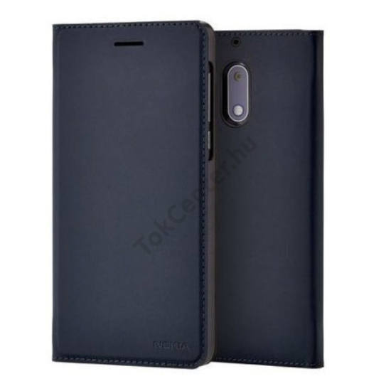 Nokia 6 (2017) Tok álló, bőr (FLIP, oldalra nyíló) KÉK	
