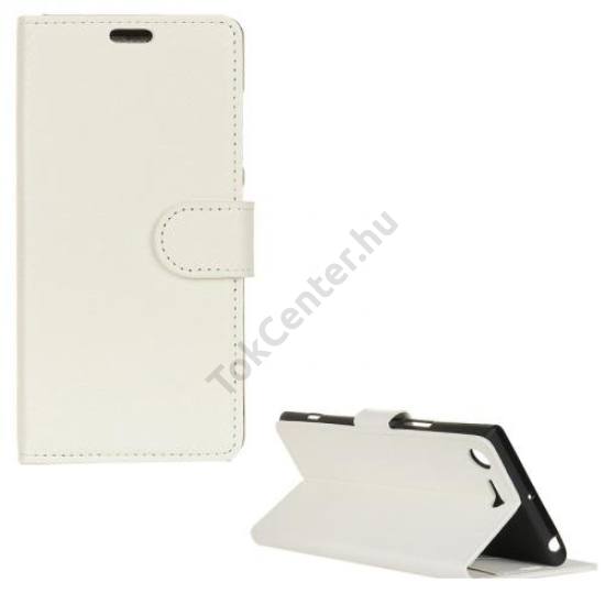 SONY Xperia XZ1 Tok álló, bőr (FLIP, oldalra nyíló, asztali tartó funkció) FEHÉR	