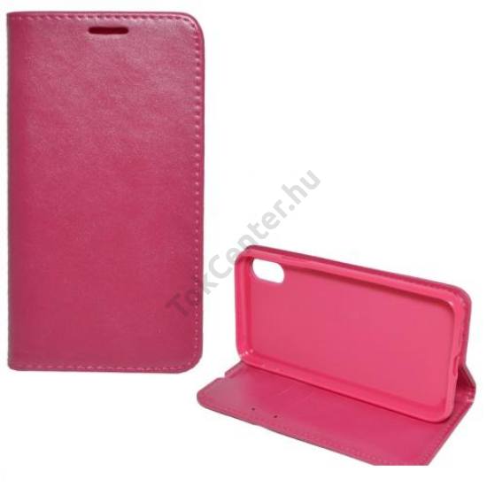 Apple iPhone X 5.8 / Apple iPhone XS 5.8 Tok álló, bőr hatású (FLIP, oldalra nyíló, asztali tartó funkció) MAGENTA