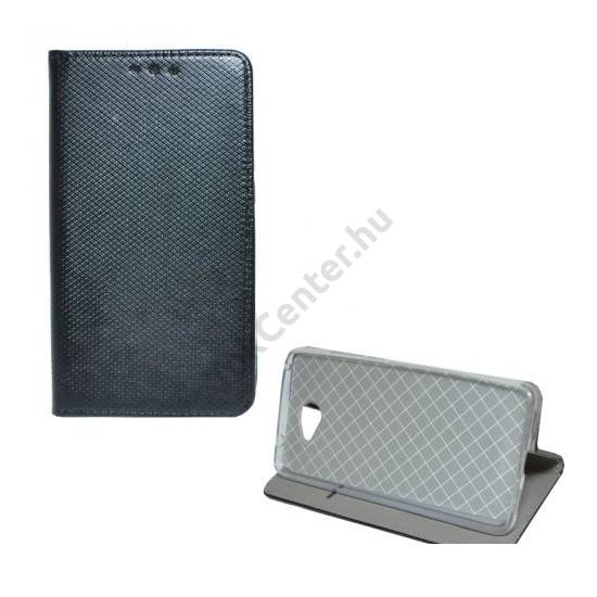 LG K4 (2017) M160 Tok álló, bőr (FLIP, oldalra nyíló, asztali tartó funkció, rombuszminta) FEKETE	