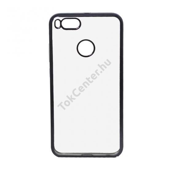 XIAOMI MI A1 Telefonvédő gumi / szilikon (fémhatású keret) ÁTLÁTSZÓ/FEKETE	