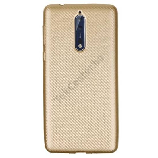 XIAOMI MI A1 Telefonvédő gumi / szilikon (karbon minta) ARANY	