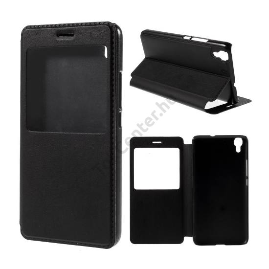 Huawei Y6 Tok álló, bőr (FLIP, oldalra nyíló, asztali tartó funkció, View Window) FEKETE