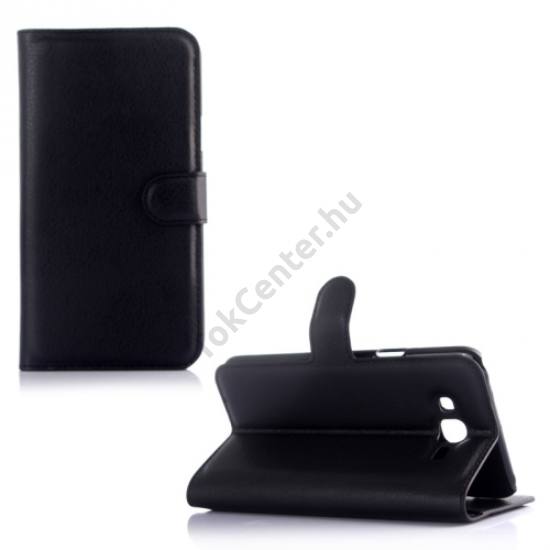 Samsung Galaxy J7 (SM-J700) Tok álló, bőr (FLIP, oldalra nyíló, asztali tartó funkció) FEKETE