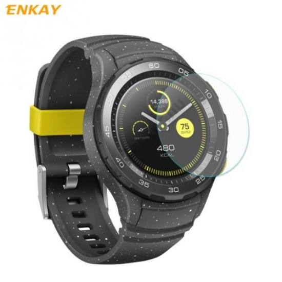 ENKAY képernyővédő fólia (1 db, edzett üveg, 2.15D lekerekített szél, 0.2mm, 9H, NEM ÍVES) TEMPERED GLASS Huawei Watch 2	