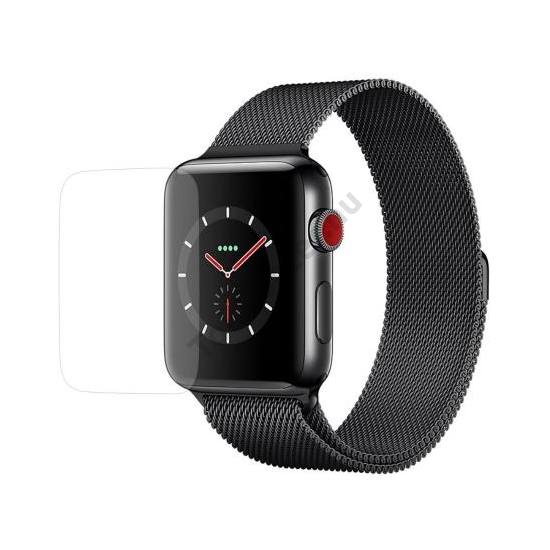 Képernyővédő fólia törlőkendővel (1 db-os, edzett üveg, 0.3mm vékony,9H, NEM ÍVES) TEMPERED GLASS Apple Watch 1/2/3 38mm	