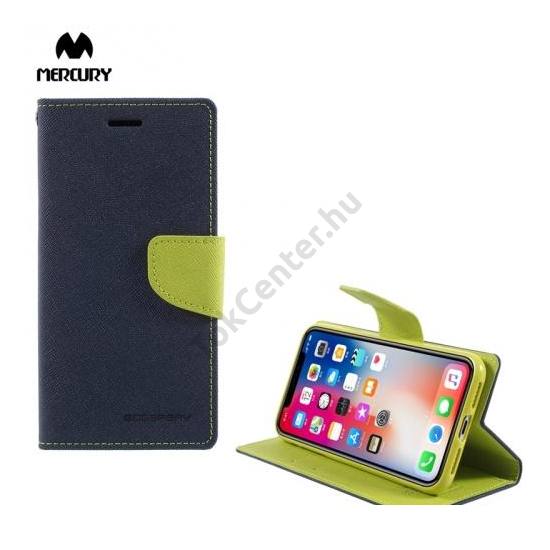 Apple iPhone X 5.8 / Apple iPhone XS 5.8 MERCURY Fancy Diary tok álló, bőr hatású (FLIP, oldalra nyíló, bankkártya tartó, asztali tartó funkció) SÖTÉTKÉK