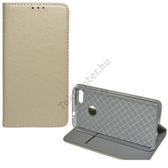 XIAOMI Redmi Note 5A Prime Tok álló, bőr (FLIP, oldalra nyíló, asztali tartó funkció, rombuszminta) ARANY	