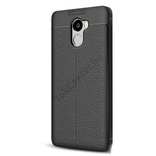 HUAWEI Mate 10 Pro Telefonvédő gumi / szilikon (bőr hátlap, varrás minta) FEKETE	