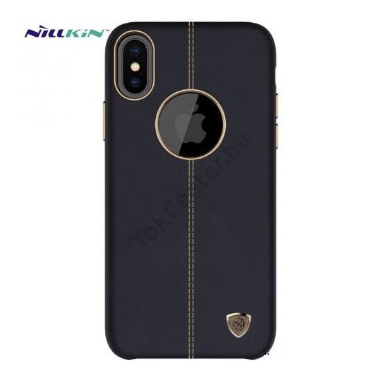 Apple iPhone X 5.8 / Apple iPhone XS 5.8 NILLKIN ENGLON műanyag telefonvédő (bőr hatású, varrás minta, logo kivágás) FEKETE