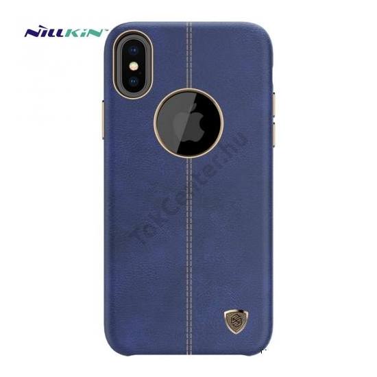 Apple iPhone X 5.8 / Apple iPhone XS 5.8 NILLKIN ENGLON műanyag telefonvédő (bőr hatású, varrás minta, logo kivágás) KÉK