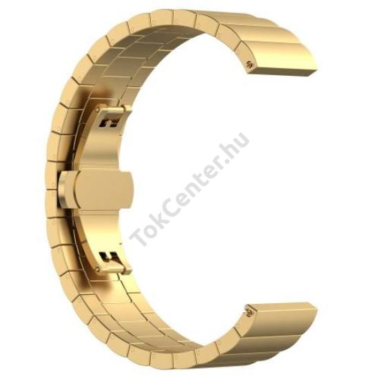Pótszíj (rozsdamentes acél, állítható, speciális pillangó csat) ARANY Samsung Gear S2	