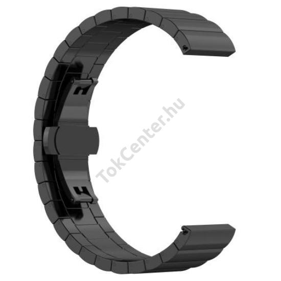 Pótszíj (univerzális, 20 mm, rozsdamentes acél, állítható, speciális pillangó csat) FEKETE