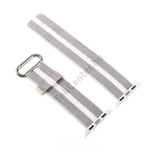 Pótszíj (textil, csíkos) SZÜRKE/FEHÉR Apple Watch Series 1/2/3 38mm	