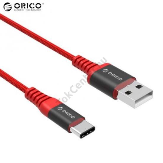 ORICO adatátvitel adatkábel és töltő (Type-C, 100 cm, törésgátló, gyorstöltés támogatás, cipőfűző minta) PIROS
