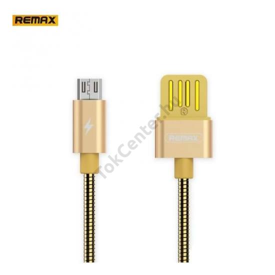 REMAX Serpent adatátvitel adatkábel és töltő (microUSB, 100 cm, gyorstöltés támogatás, fémhatás) ARANY