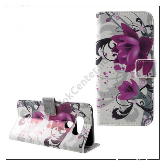 HUAWEI Mate 10 Pro Tok álló, bőr (FLIP, oldalra nyíló, asztali tartó funkció, lótuszvirág minta) FEHÉR	