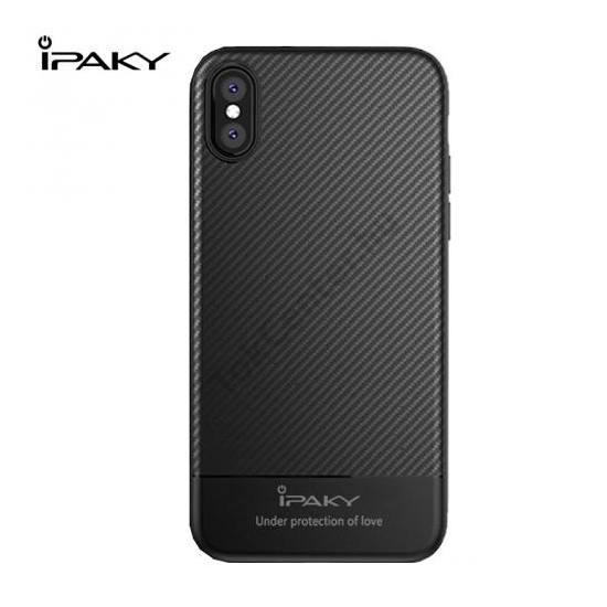 Apple iPhone X 5.8 /Apple iPhone XS 5.8 IPAKY telefonvédő gumi / szilikon (ultravékony, karbonminta) FEKETE	