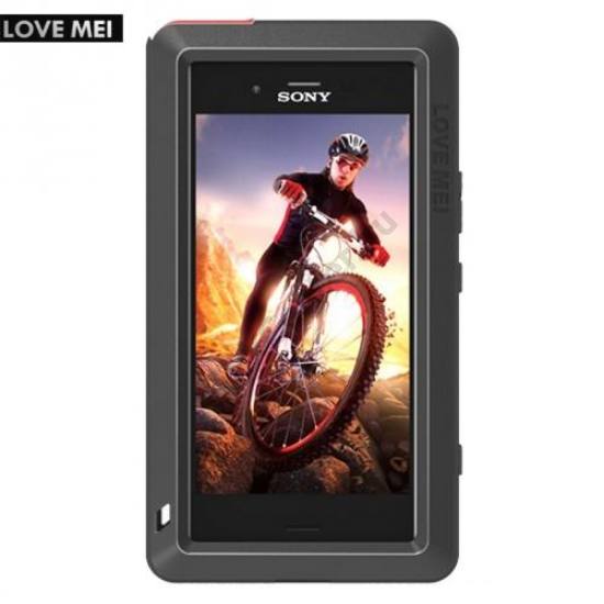 SONY Xperia XZ1 Compact LOVE MEI Defender telefonvédő gumi (ütésálló, fém keret) FEKETE	