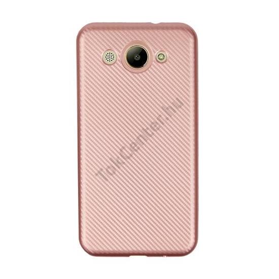 HUAWEI Y3 (2017) Telefonvédő gumi / szilikon (karbon minta) ROZÉARANY	
