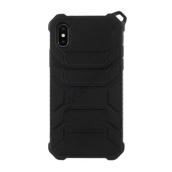 Apple iPhone X 5.8 / Apple iPhone XS 5.8 Műanyag telefonvédő (szilikon belső, közepesen ütésálló, lyukacsos minta, nyakba akasztható) FEKETE