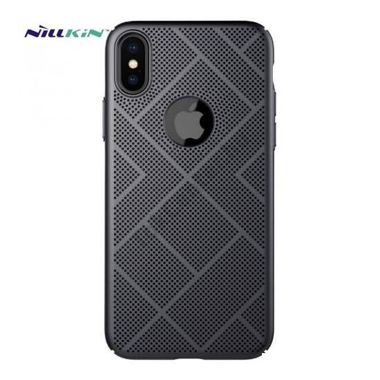 Apple iPhone X 5.8 / Apple iPhone XS 5.8 NILLKIN AIR műanyag telefonvédő (gumírozott, lyukacsos, logo kivágás) FEKETE