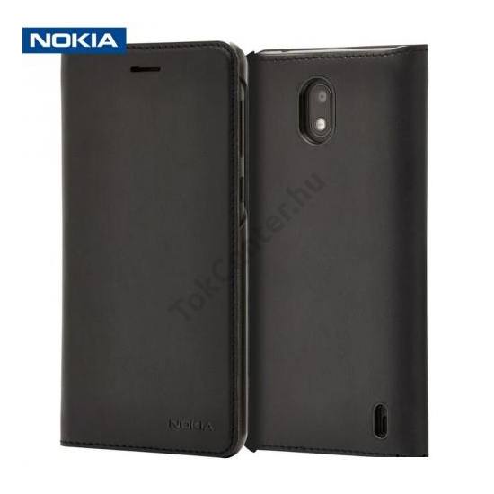 NOKIA 2 Tok álló, bőr (FLIP, oldalra nyíló) FEKETE	