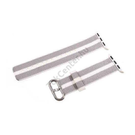 Pótszíj (textil) SZÜRKE/FEHÉR Apple Watch Series 1/2/3 42mm	