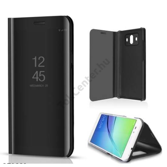 HUAWEI Mate 10 Tok álló (FLIP, oldalra nyíló, asztali tartó funkció, tükrös felület, Mirror View Case) FEKETE