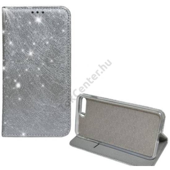 XIAOMI Redmi 4A Pro Tok álló, bőr (FLIP, mágneses, szilikon belső, oldalra nyíló, asztali tartó funkció, csillogó, fémes minta) EZÜST	