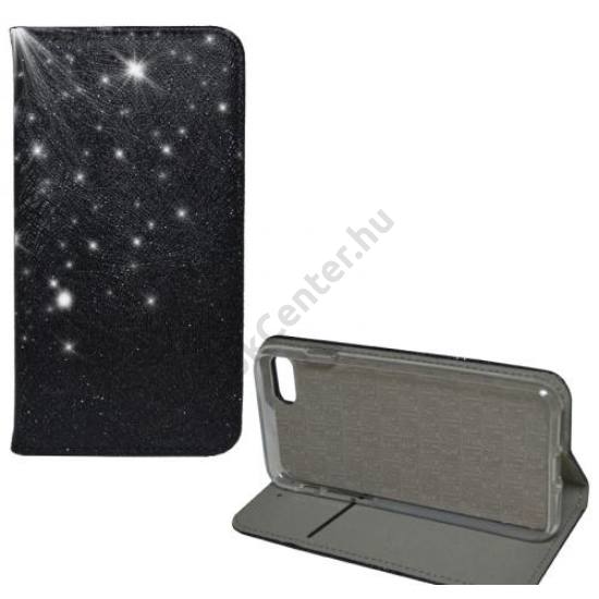 XIAOMI Redmi 4A Pro Tok álló, bőr (FLIP, mágneses, szilikon belső, oldalra nyíló, asztali tartó funkció, csillogó, fémes minta) FEKETE	