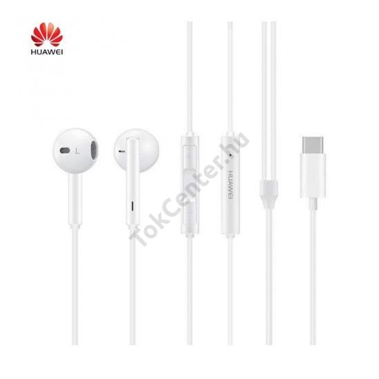 Fülhallgató SZTEREO (Type-C, mikrofon, felvevő gomb, hangerőszabályzó) FEHÉR