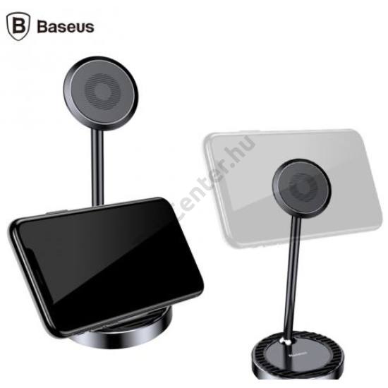 BASEUS univerzális asztali állvány (alumínium, mágneses, 360°-ban forgatható) FEKETE	