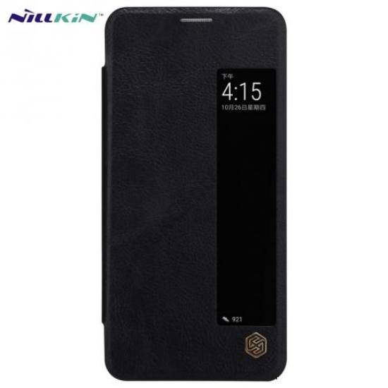 HUAWEI Mate 10 NILLKIN QIN tok álló, bőr (aktív flip, S-View Cover) FEKETE	