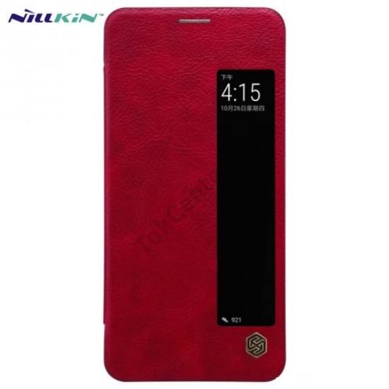 HUAWEI Mate 10 NILLKIN QIN tok álló, bőr (aktív flip, S-View Cover) PIROS	
