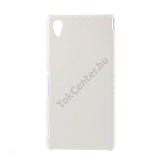 Sony Xperia M4 Aqua (E2303) Műanyag telefonvédő (karbon minta) FEHÉR