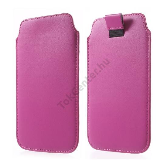 Tok álló, bőr (POUCH, kihúzható, Galaxy S6 méret) MAGENTA