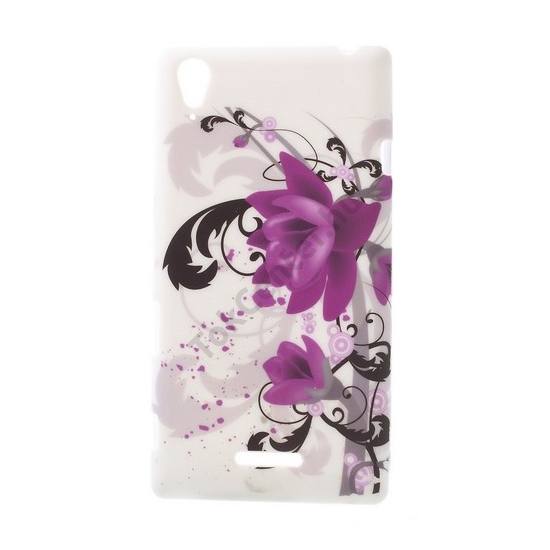 Sony Xperia T3 (D5103) Telefonvédő gumi / szilikon (lótuszvirág minta) FEHÉR