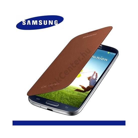Samsung Galaxy S IV. (GT-I9500) Műanyag telefonvédő (oldalra nyíló) FLIP, BARNA (EF-FI950BAEGWW)