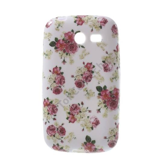 Samsung Galaxy Pocket 2 (SM-G110H) Telefonvédő gumi / szilikon (rózsaminta) FEHÉR