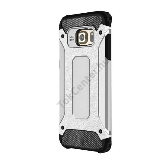 Samsung Galaxy S7 EDGE (SM-G935) Defender műanyag telefonvédő (közepesen ütésálló, gumi / szilikon belső, fémhatás) EZÜST