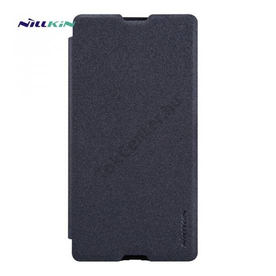 Sony Xperia M5 NILLKIN SPARKLE műanyag telefonvédő (mikroszálas bőr flip, oldalra nyíló) FEKETE