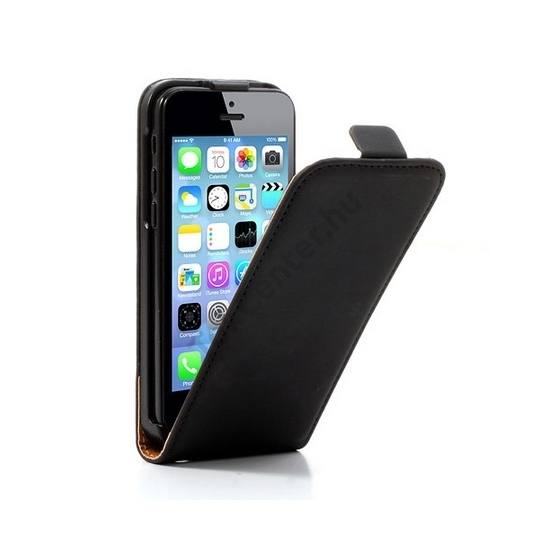 Apple iPhone 5C Tok álló, bőr (FLIP, mágneses) FEKETE
