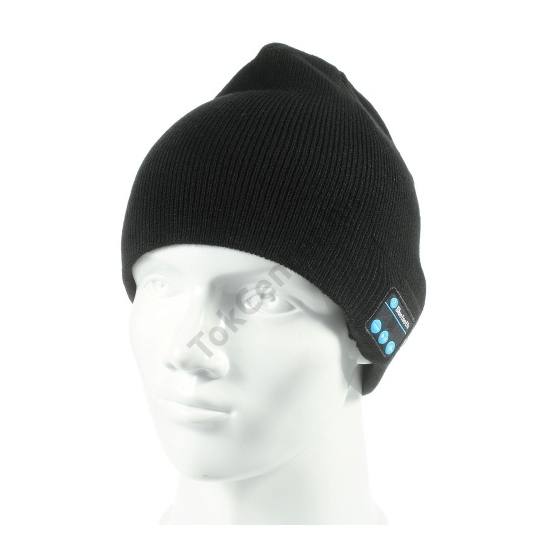 BLUETOOTH kötött sapka (SPORT, mikrofon, kezelőgombok) FEKETE