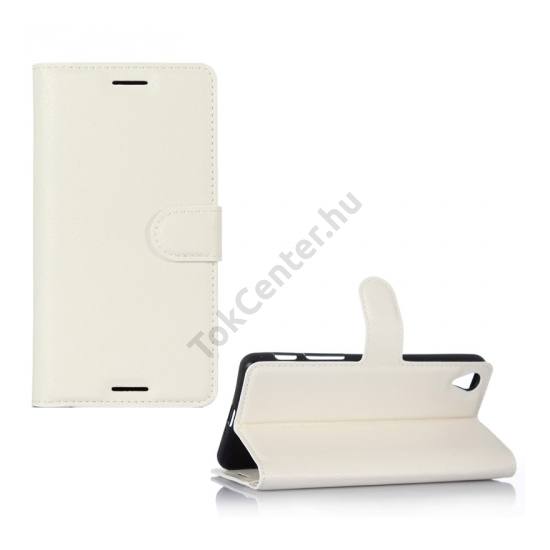 Sony Xperia X Performance (F8131) Tok álló, bőr (FLIP, oldalra nyíló, asztali tartó funkció) FEHÉR