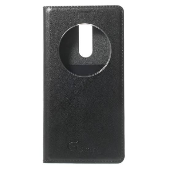 LG G3 S (D722) Tok álló, bőr (FLIP, akkufedél, oldalra nyíló, QuickWindow) FEKETE