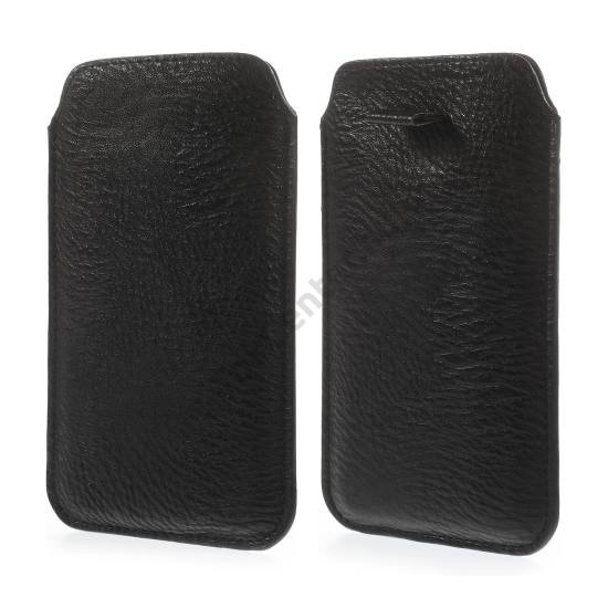 Tok álló, bőr (POUCH, kihúzható, iPhone 6 Plus méret) FEKETE