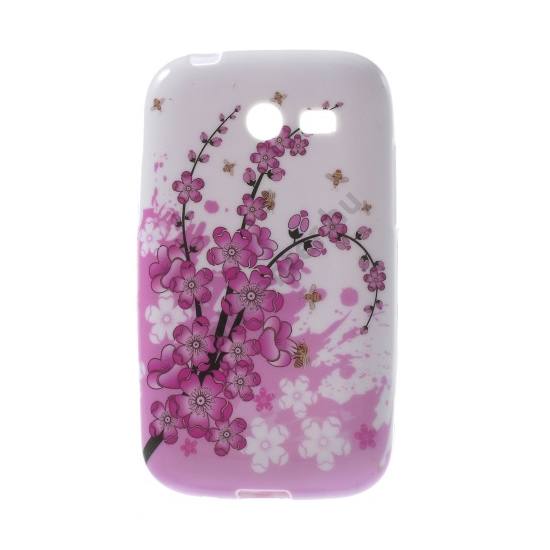Samsung Galaxy Pocket 2 (SM-G110H) Telefonvédő gumi / szilikon (virágminta) FEHÉR